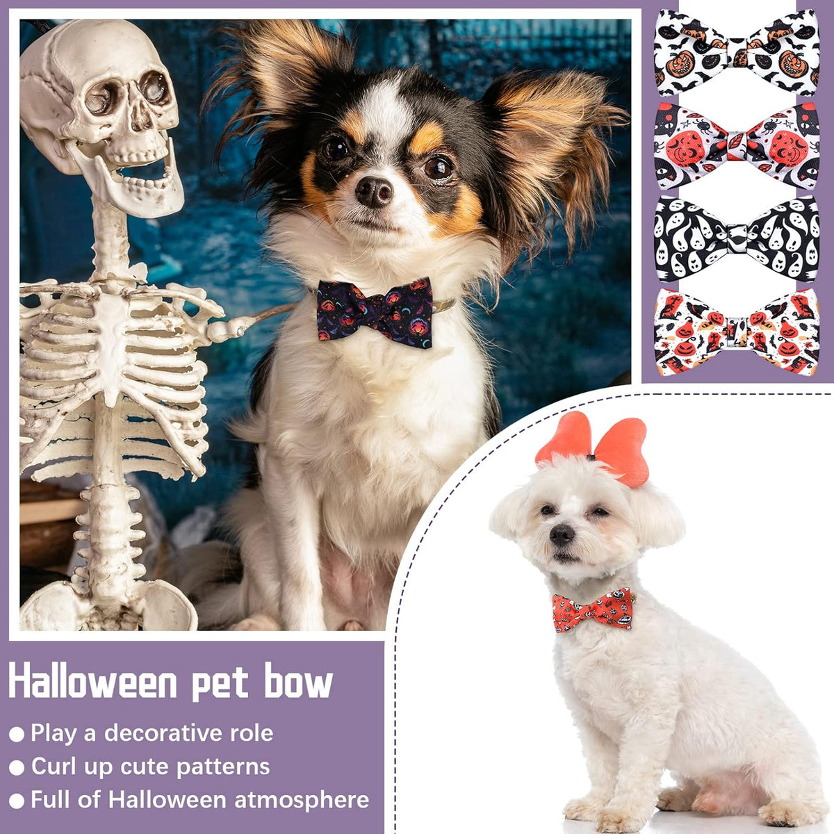 16 Pieces Dog Bow Ties Slide Dog Collar Bows Summer Hawaiian Styles Dog Collar Attachment Bows with
