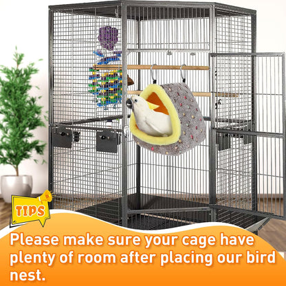 MEWTOGO Large Warm Bird Nest House - Cozy Bird Bed for Cage with Mat, Hanging Hammock Shed Hideaway