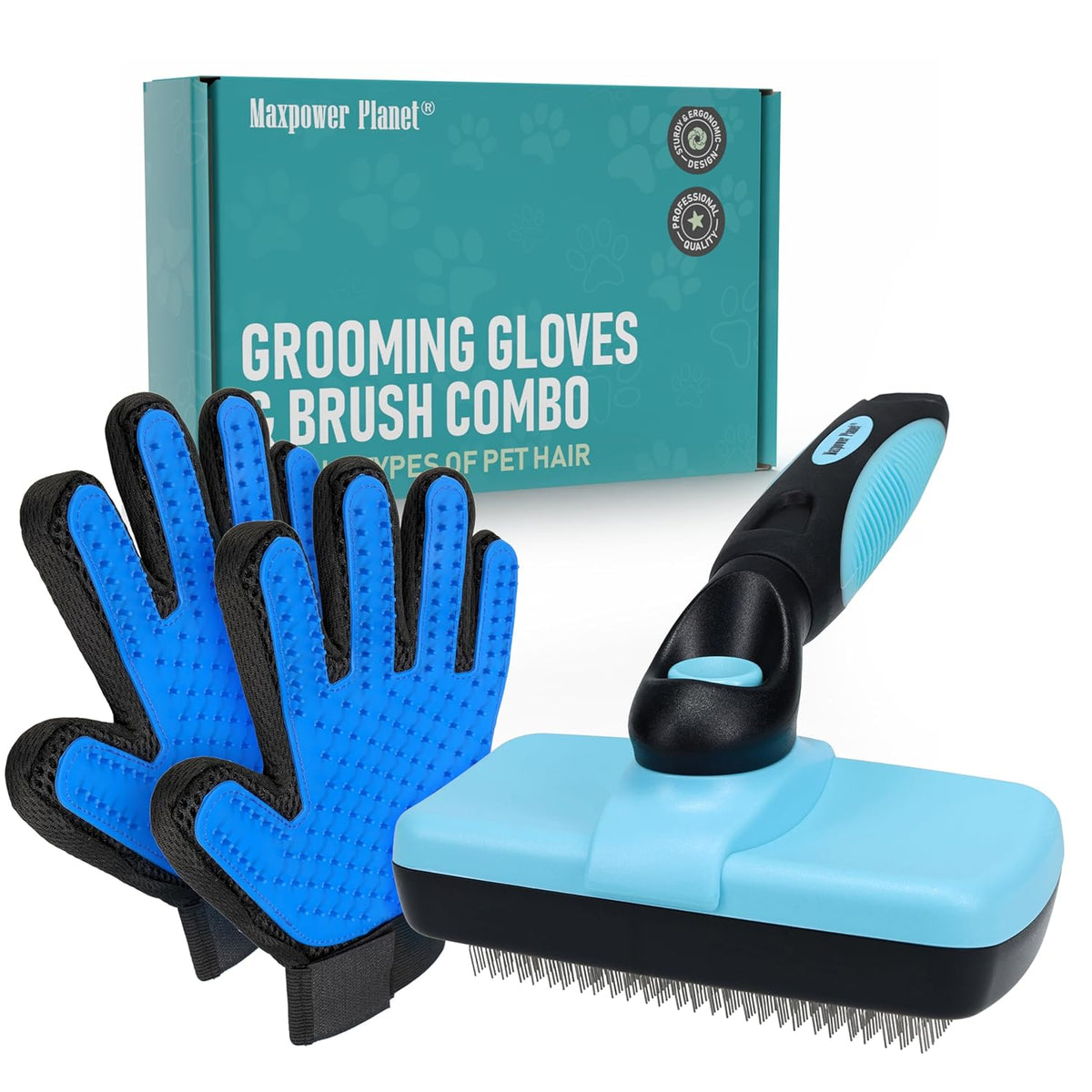 Maxpower Planet Pet Grooming Brush - Double Sided Shedding and Dematting Undercoat Rake Comb for