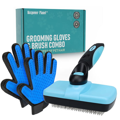 Maxpower Planet Pet Grooming Brush - Double Sided Shedding and Dematting Undercoat Rake Comb for