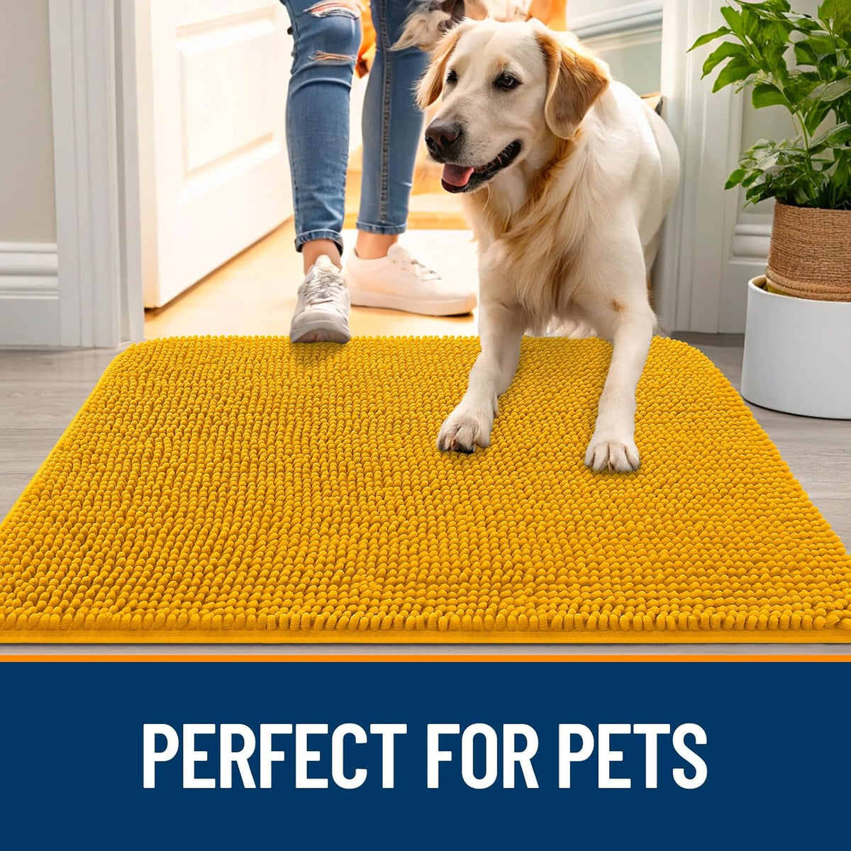 OLANLY Dog Door Mat for Muddy Paws 36x24, Absorbs Moisture and Dirt, Absorbent Non-Slip Washable