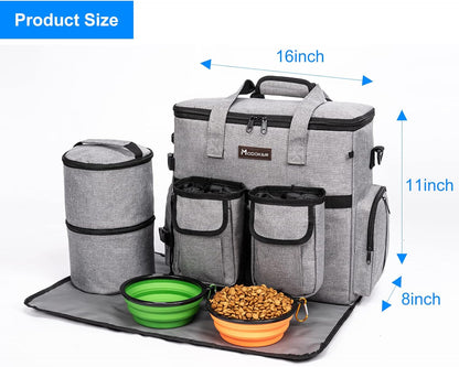 Airline Approved Dog Travel Bag with 2 Dog Treat Training Pouches, Tote Organizer for Weekend Pet