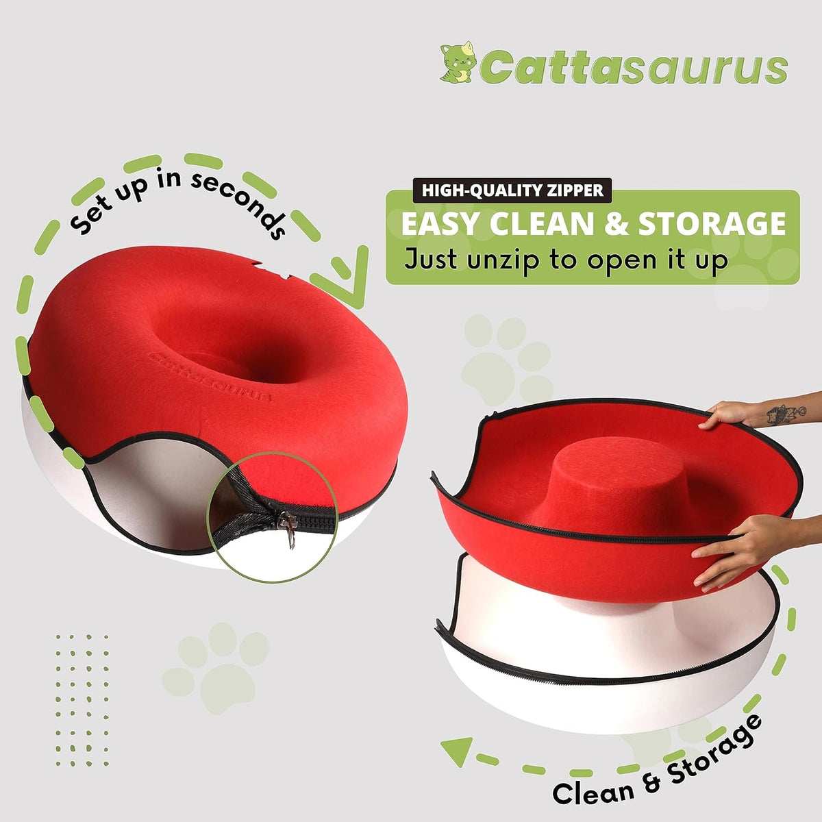CATTASAURUS Peekaboo Cat Cave for Multiple & Large Cats Up to 30-45 Lbs, Scratch Detachable &