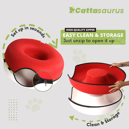 CATTASAURUS Peekaboo Cat Cave for Multiple & Large Cats Up to 30-45 Lbs, Scratch Detachable &