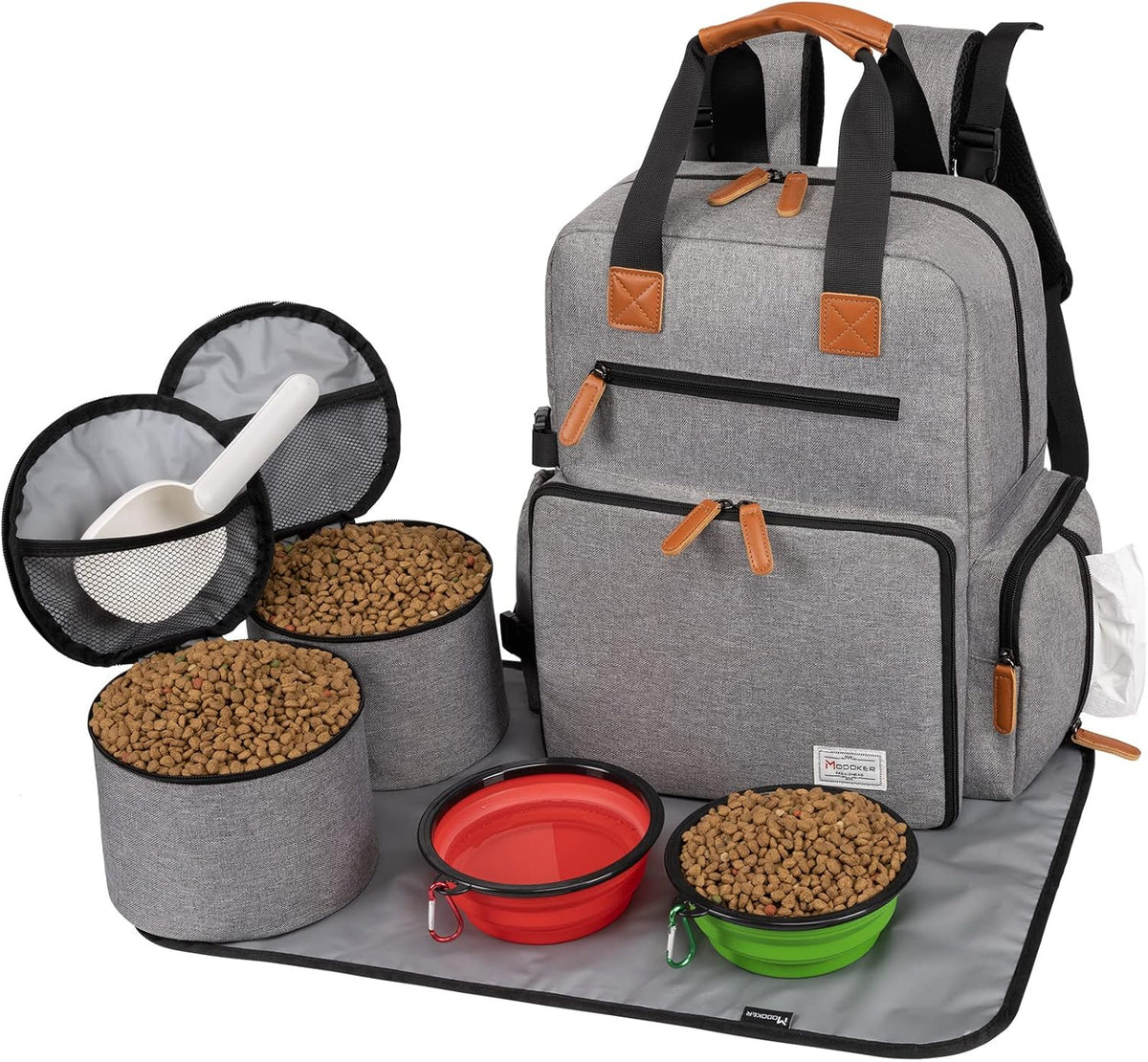 Modoker Dog Travel Bag, Airline Approved Backpack for Pet Accessories Organizer, Tote Weekend Bag