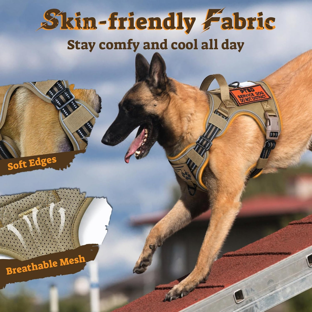 rabbitgoo Dog Harness Small Sized No Pull, Tactical Service Pet Vest with Molle and Control Handle