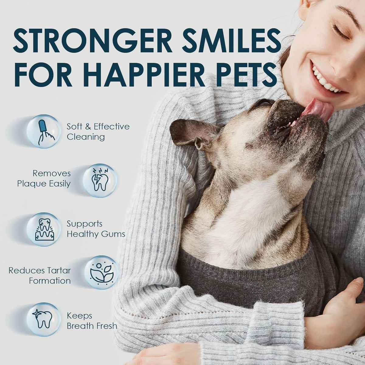 Mooncat Dental Finger Wipes for Dogs & Cats - Easy Teeth Cleaning to Remove Plaque, Tartar &