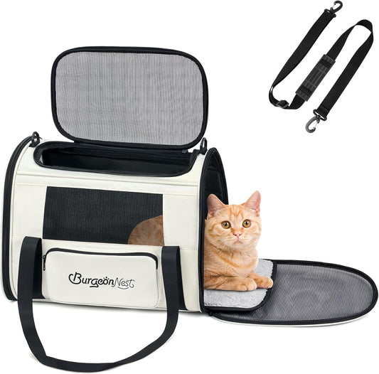 BurgeonNest Cat Carrier for Large Cats 20 lbs,Medium Pet Under 25 lbs,2 Puppy and Small Dogs with