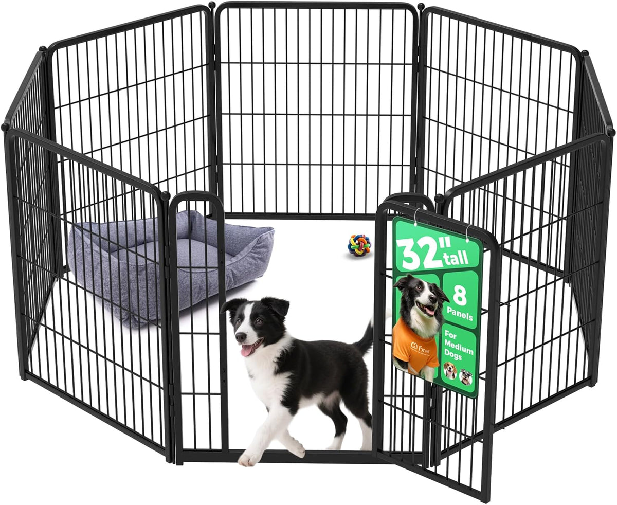 FXW Homeplus Unleashed Indoor Dog Playpen - Stress-Free and Safe Play, Heavy Duty 32 Inch 8 Wire