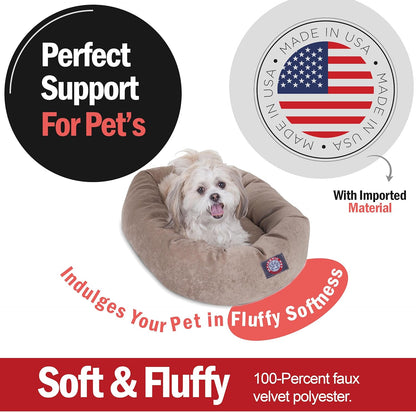 Majestic Pet 24 Inch Micro Velvet Calming Dog Bed Washable 24x19x7 (Inch) – Cozy Soft Round Donut
