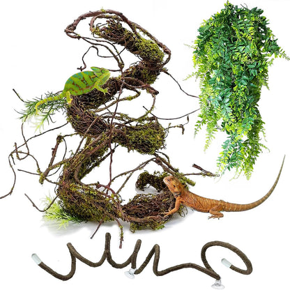 BNOSDM Reptile Vines,Bendable Jungle Climbing Vine,Terrarium Plants Artificial Decor,Tank
