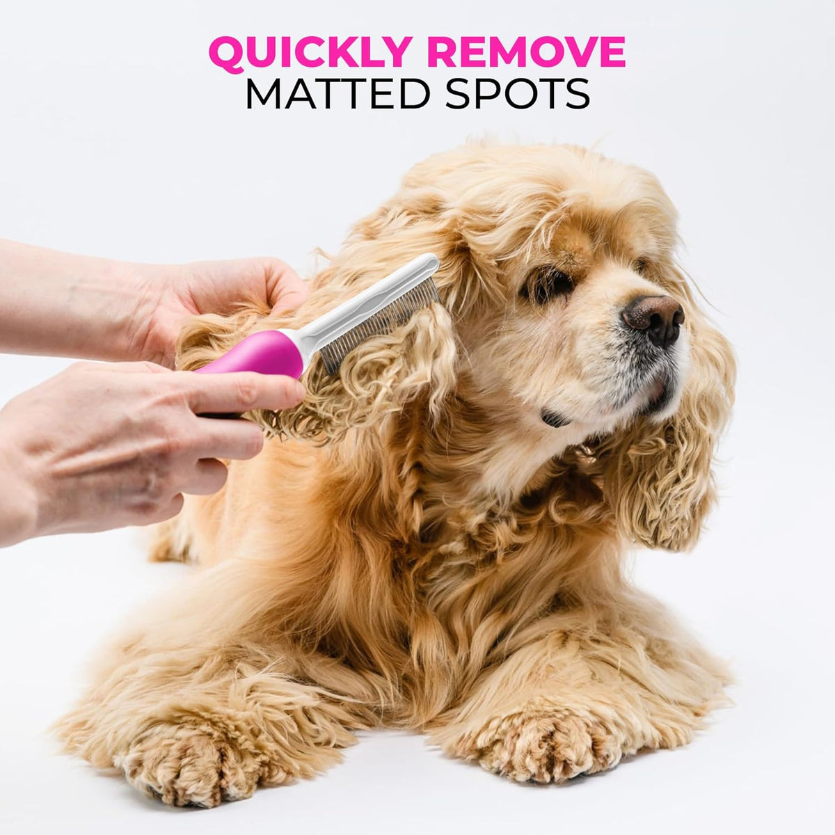 Poodle Pet Detangling Pet Comb with Long & Short Stainless Steel Teeth for Removing Matted Fur