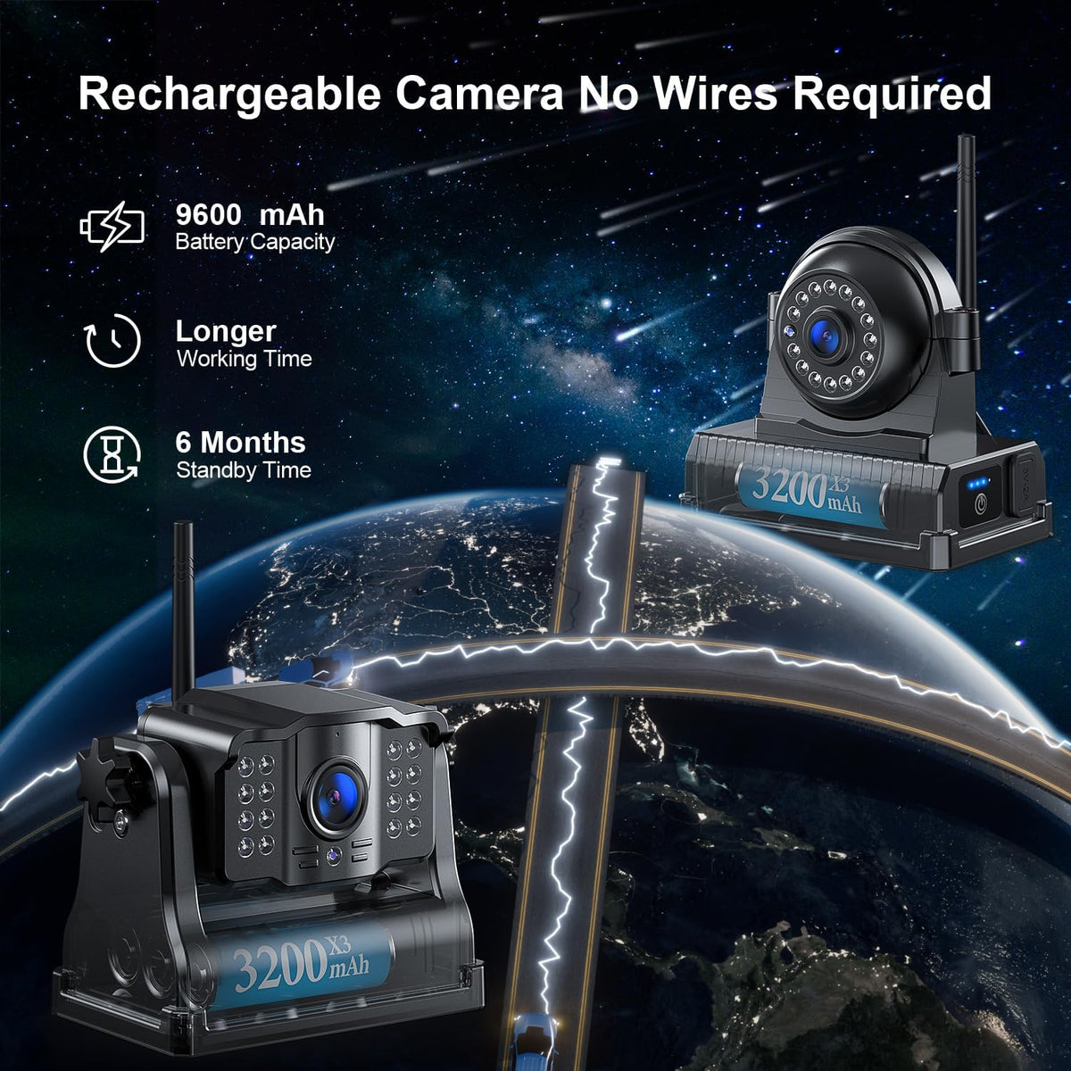 Fookoo HD 10" Magnetic Wireless Backup Camera,10" IPS Split Screen Monitor, Rechargeable 2 Side