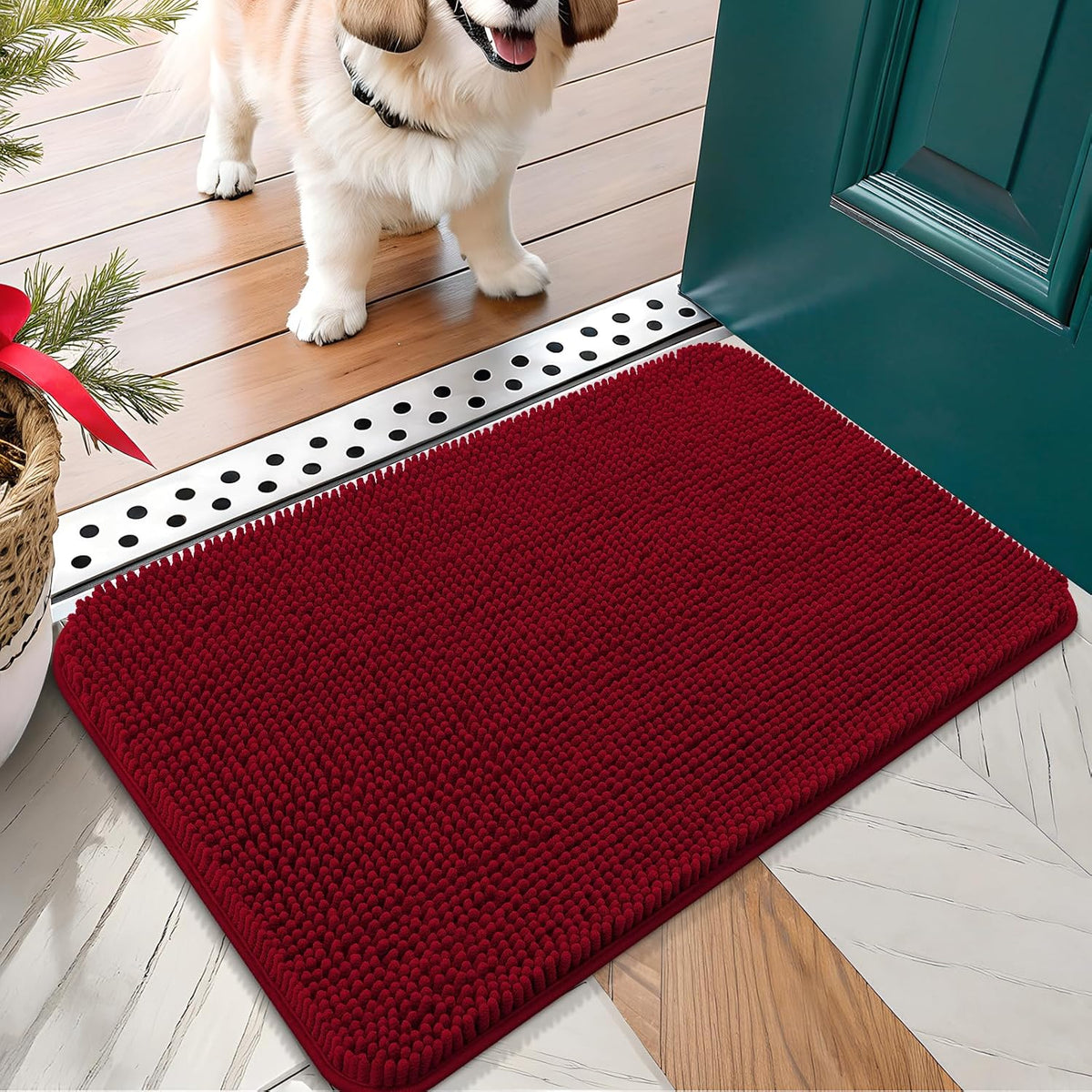 OLANLY Dog Door Mat for Muddy Paws 24x16, Absorbs Moisture and Dirt, Absorbent Non-Slip Washable