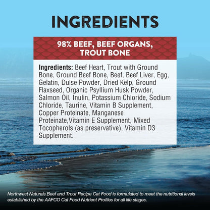 Northwest Naturals Freeze-Dried Beef & Trout Cat & Kitten Food, Bite-Sized Nibbles, Healthy