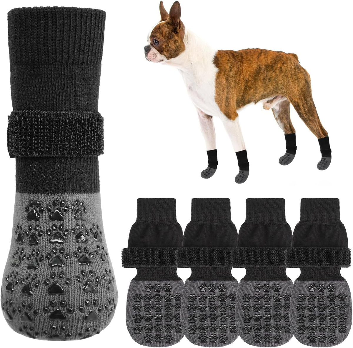 SCENEREAL Dog Socks to Prevent Licking Paws for Hardwood Floors Anti Slip, Dog Grippy Socks Shoes