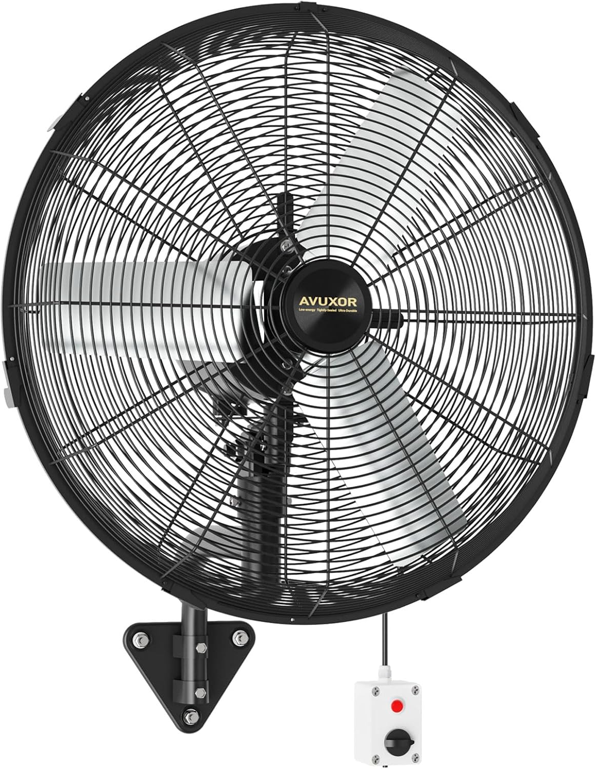 24'' Outdoor Wall Mount Fan, 4 Speed Oscillating Wall Fan with All Sealed Brushless DC Motor, Heavy