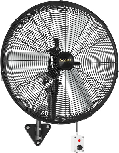 24'' Outdoor Wall Mount Fan, 4 Speed Oscillating Wall Fan with All Sealed Brushless DC Motor, Heavy