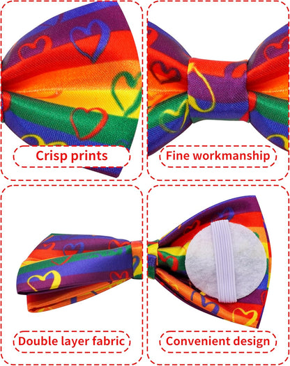 PET SHOW 10 Pack Pride Month Big Dog Bow Ties for Large Medium Dogs Sliding Collar Attachments