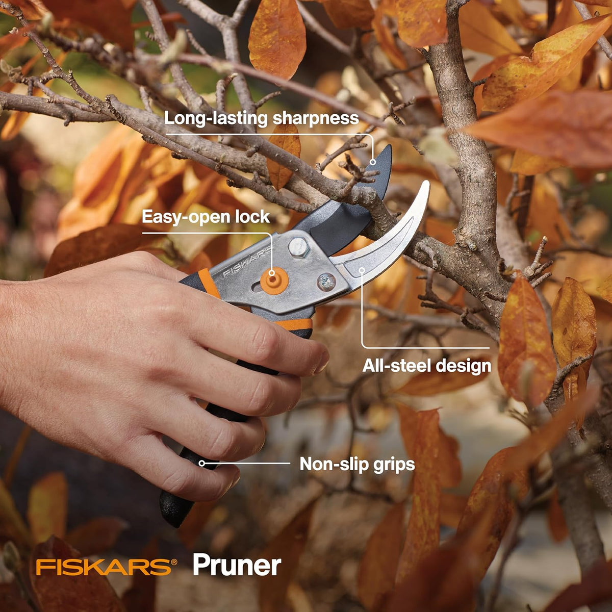 Fiskars House Plant Starter Tool Gift Set with Bypass Pruner, Trowel, Cultivator, and L/XL Garden