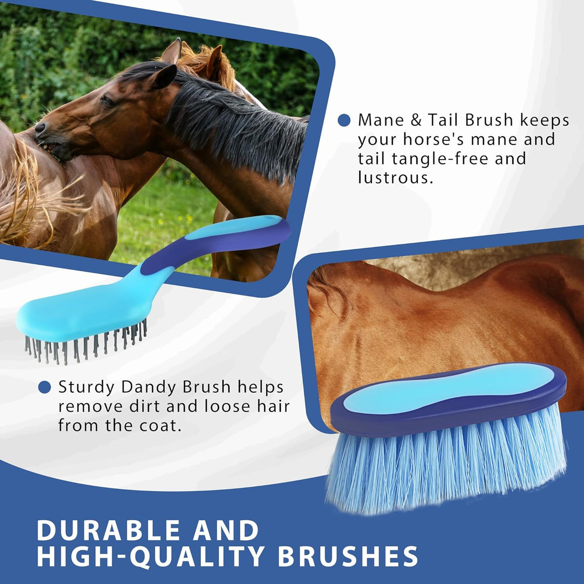 Horse Grooming Kit 9pcs Horse Brushes Equine Grooming Brushes Tack Room Supplies Set with Organizer