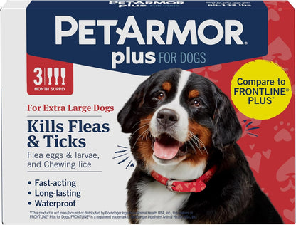 PetArmor Plus Flea and Tick Prevention for Dogs, X-Large Dog Flea and Tick Treatment, 3 Doses