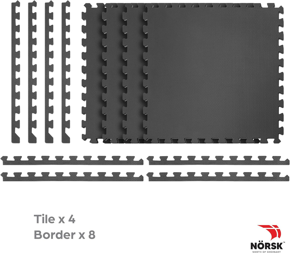 Norsk Multi-Purpose Reversible Floor Mats - EVA Interlocking Foam Tiles (Gray/Black 28 Tiles - 112