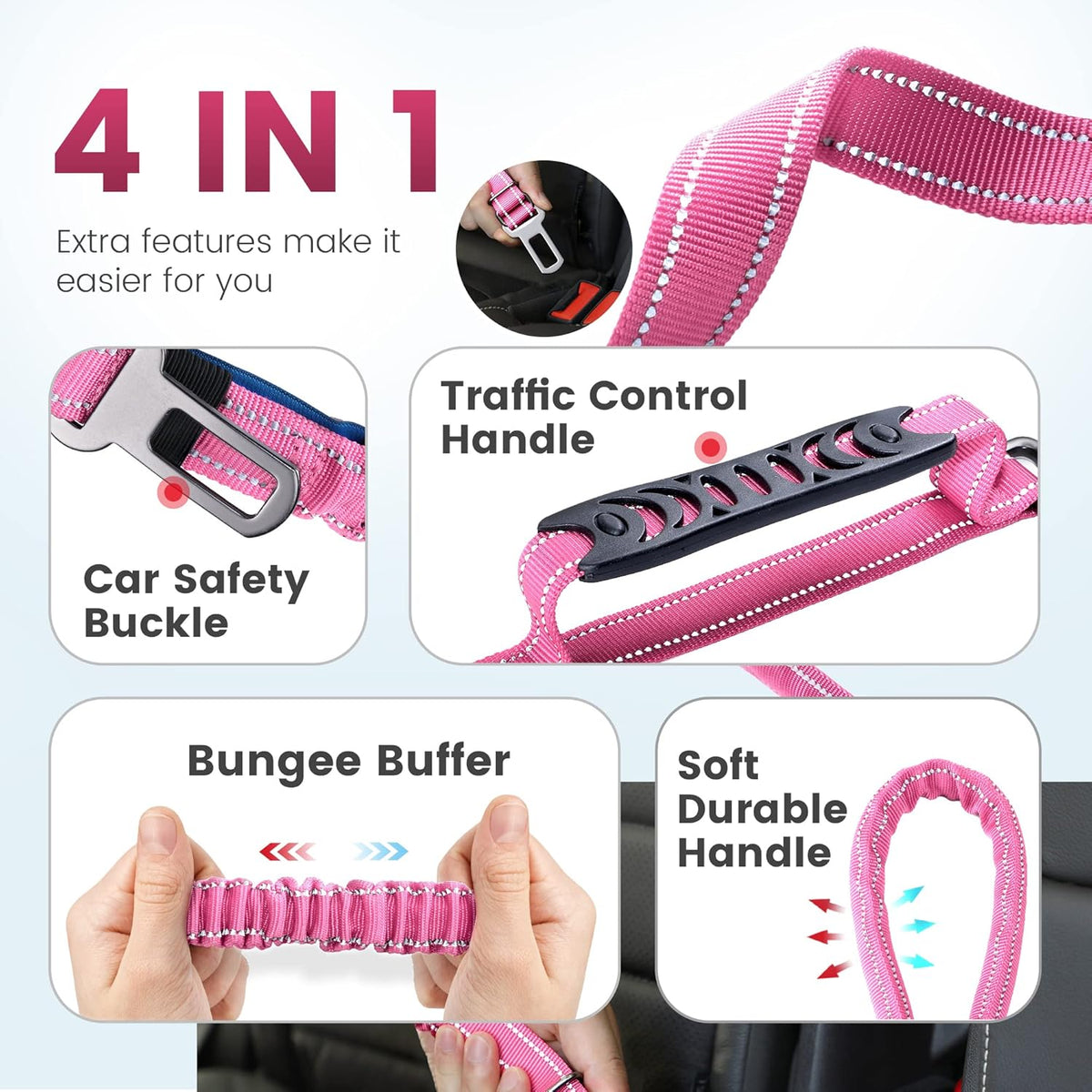IOKHEIRA 6Ft /4Ft Dog Leash Rope for Large Dogs, Heavy Duty with Comfortable Padded Handle and