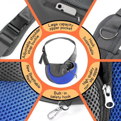 YUDODO Pet Sling Carrier for Small Dogs & Cats – Hands-Free Puppy Carrier with Safety Hook, Large