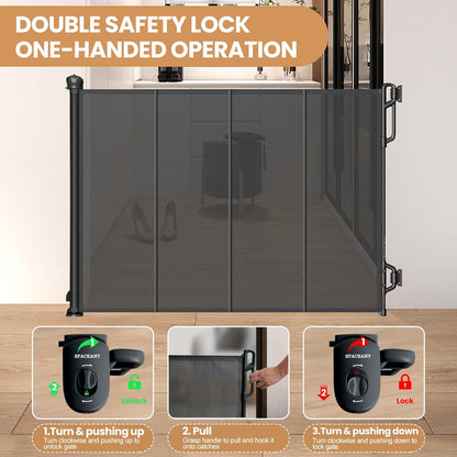 Reinforced Retractable Baby Gate or Mesh Dog Gate,Easy to Use for Stairs, Doorways, Hallways