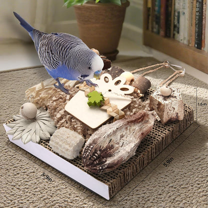 Kyouki Bird Toys, Parakeet Toys, Parrot Toy, Conure Hanging Chewable Cardboard Foraging Suitable