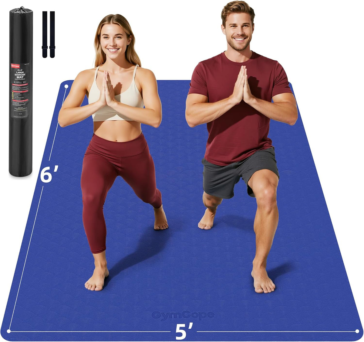 Extra Large Yoga Mat - 72"x35", 72"x48", 78"x57" - Wide TPE Exercise Mat for Home, Stretching