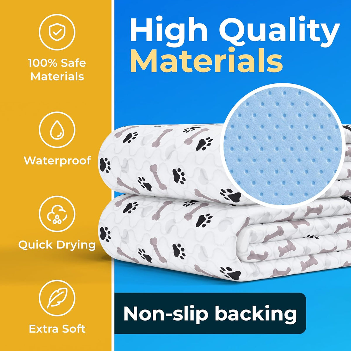 GREEN LIFESTYLE Washable Pee Pads for Dogs - Waterproof Reusable Puppy Pads with Anti-Slip Backing
