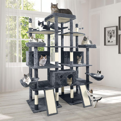 Extra Large 80-Inch Tall Cat Tree w/Widened Perch for Large Cats, Big Cat Tower Indoor, Modern