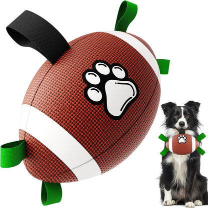 QDAN Dog Toys Football, Interactive Dog Toys for Tug of War,Superbowl Football Party Decorations