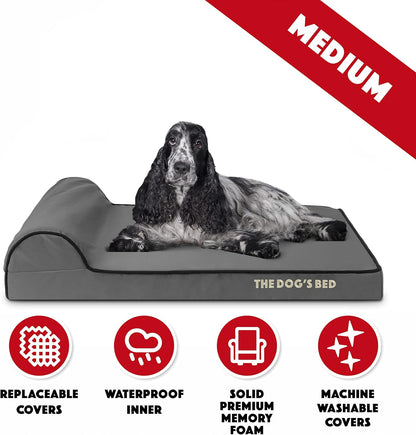 The Dog’s Bed Orthopedic Headrest Dog Bed Med Grey/Black 34x22, Memory Foam, Pain Relief: