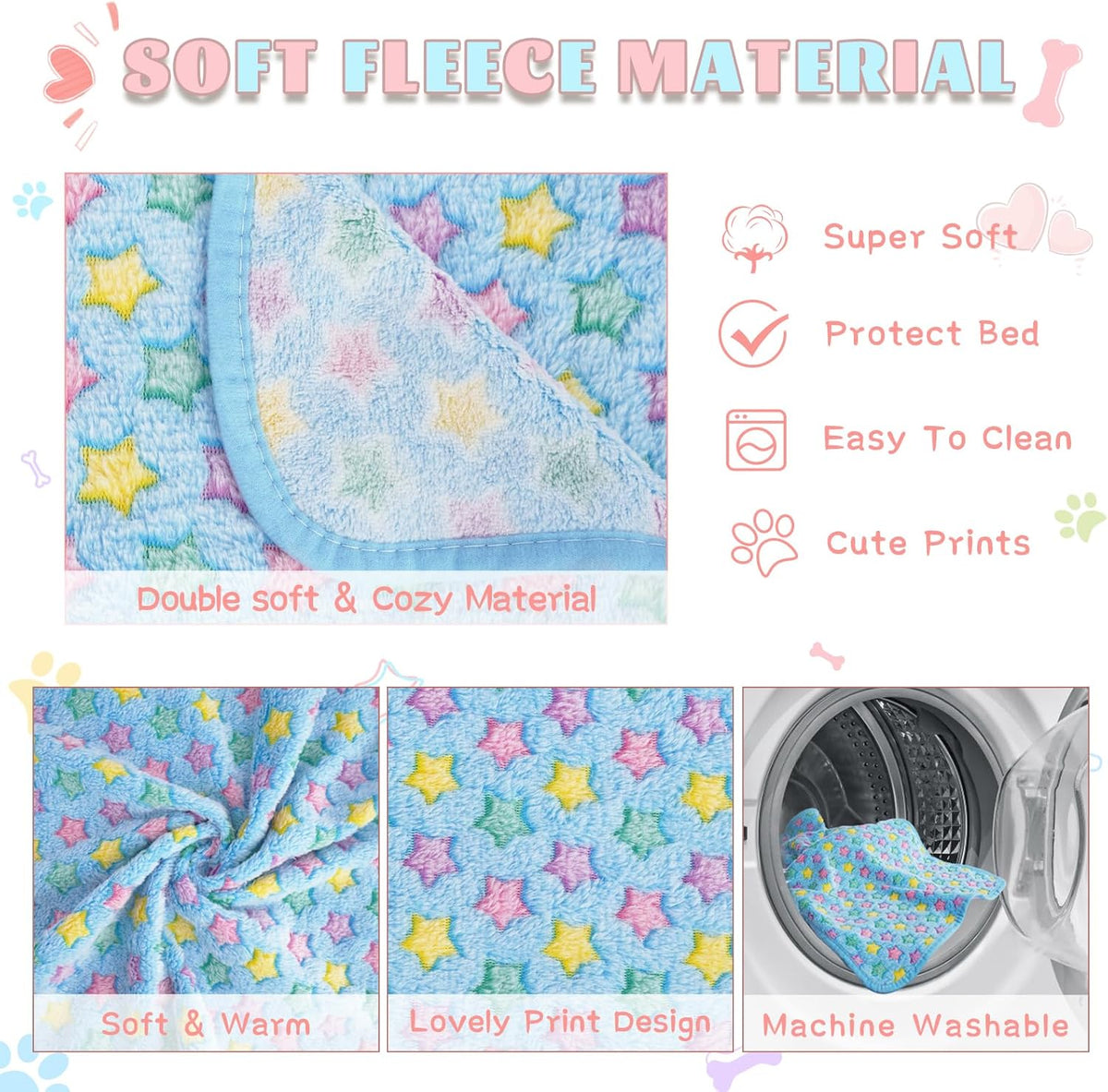6 Pack Guinea Pig Cage Liner, Washable Guinea Pig Fleece Blankets Beding Accessories, Flannel Throw