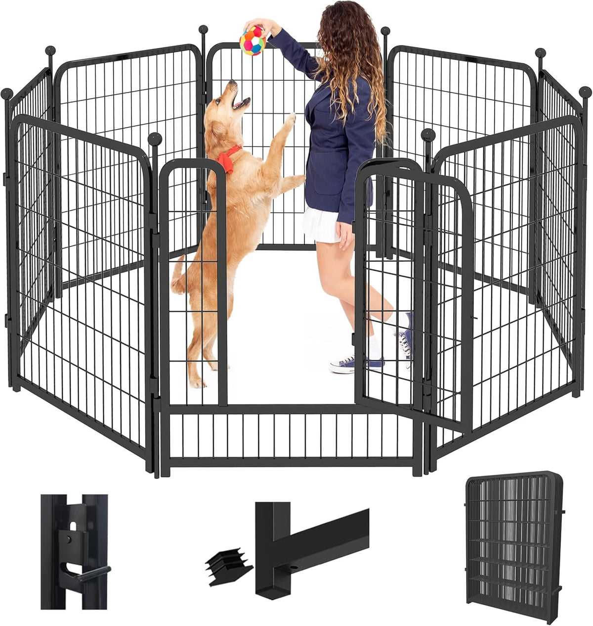 Dog Playpen 40 inch 8 Panels Dog Fence Outdoor for Yard, Indoor Dog Pen for Large/Medium/Small