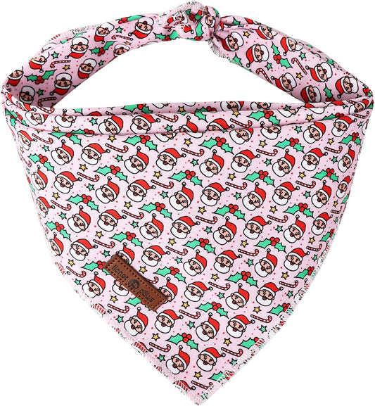 Lionet Paws Christmas Dog Bandana Girl for Small Medium Dogs,Pink Santa Dog Kerchief Washable Dogs