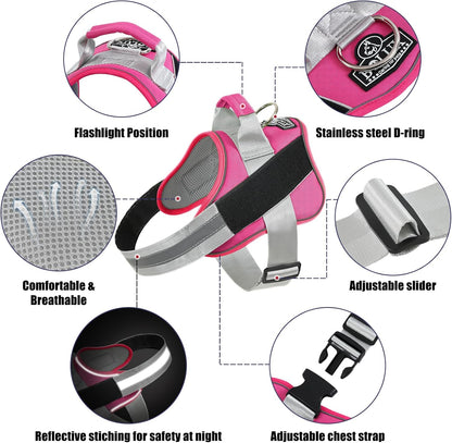 Bolux Dog Harness, No-Pull Reflective Dog Vest, Breathable Adjustable Pet Harness with Handle for