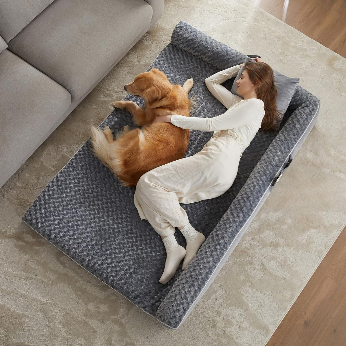 BFPETHOME Orthopedic Dog Beds for Extra Large Dogs, Waterproof Sofa XXL Dog Bed with Sides