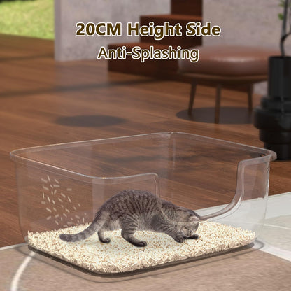 Large Cat Litter Box with High Sides, Open Kitty Litter Boxes Anti-Splashing for Indoor Cat Low