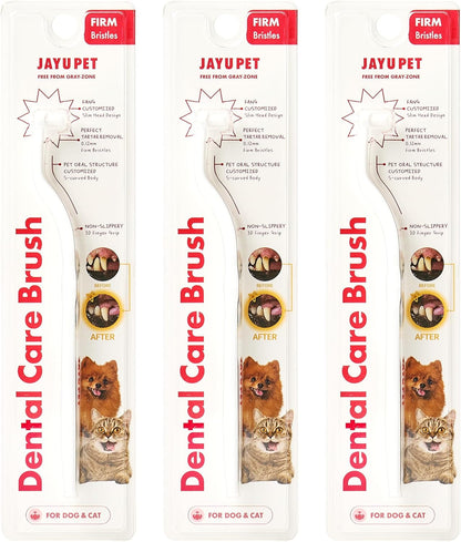 JAYU PET Dental Care Brush (Firm Bristles) 3ea - Resilient Dog Toothbrush, Cat Toothbrush for