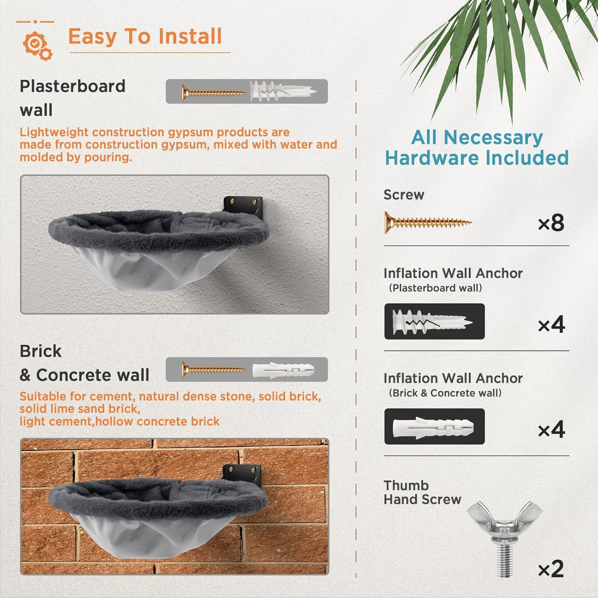 Cat Hammock Wall Mounted, Foldable & Stable Cat Beds- Breathable Cats Wall Shelves for Sleeping