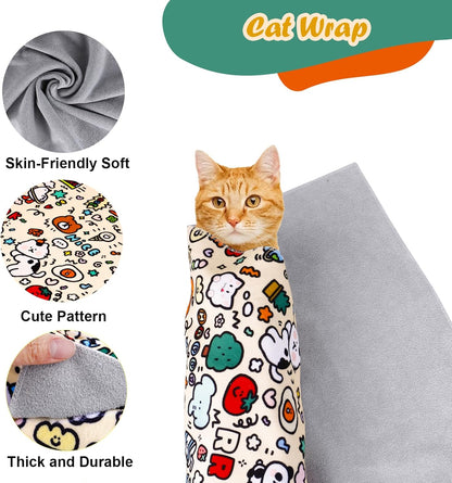 Cat Wrap for Cutting Nails and Grooming(27" x27"), Cat Restraint Wrap for Nail