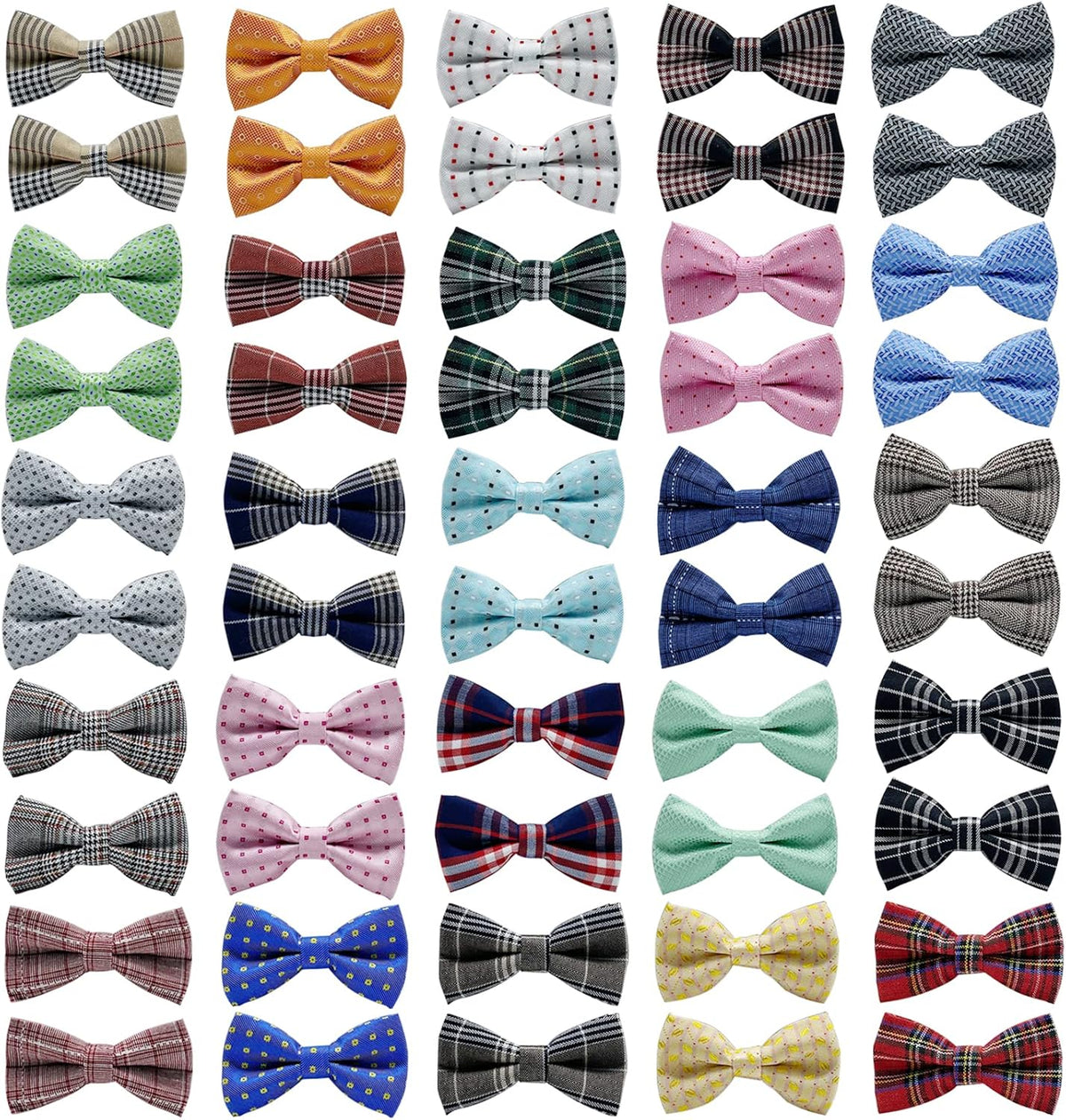 Dog Bow Tie / 50 Pcs Adjustable Elastic Rubber Band Double Layer Bow Ties for Small Medium Large