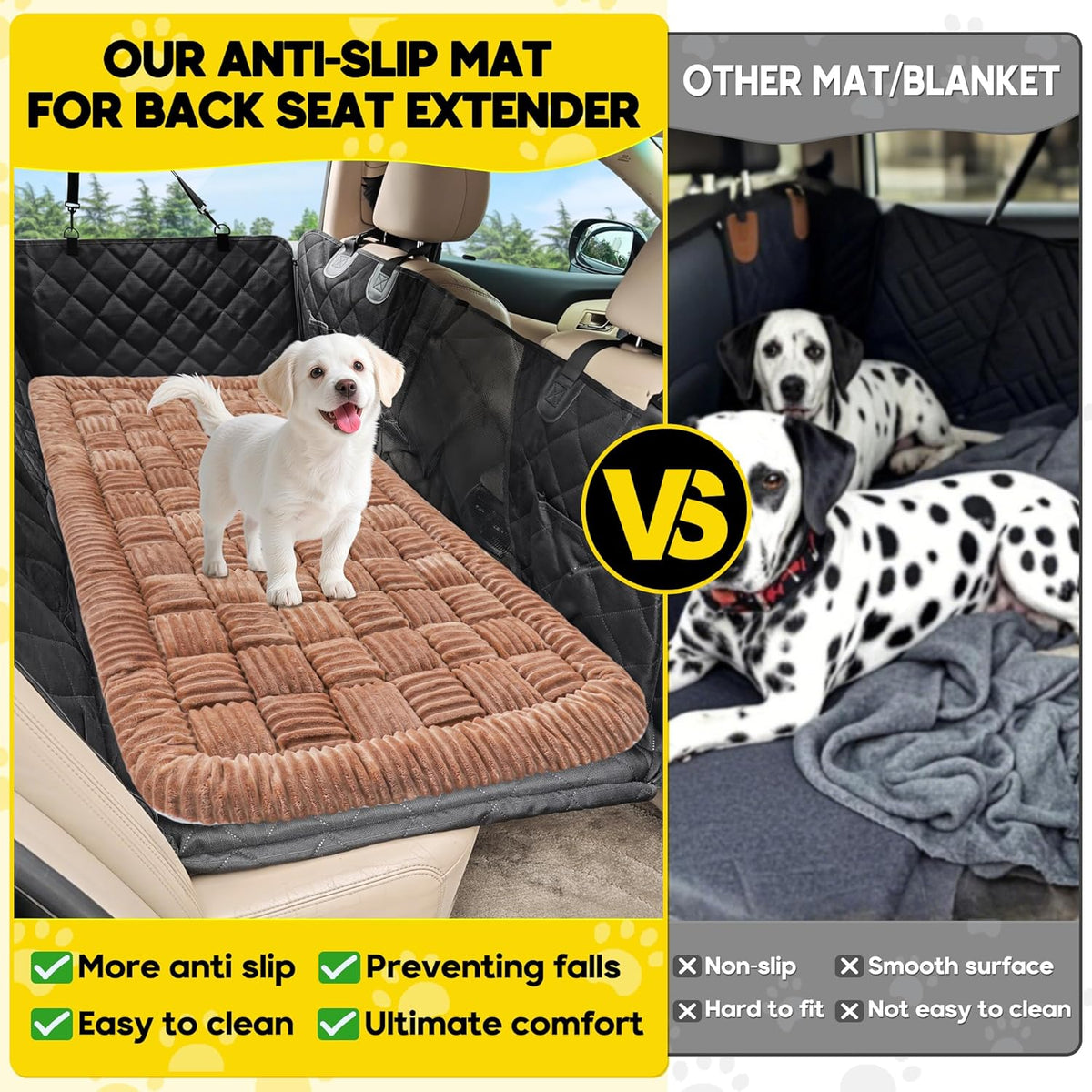 Dog Car Bed Mat, Non-Slip Backseat Extender Pet Blanket, Plaid Dog Bed for Trucks, Sedans & Large