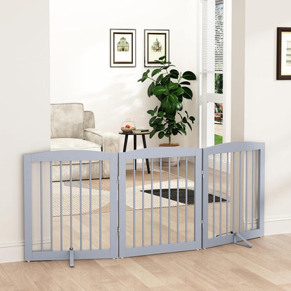 Freestanding Pet Gate for Dogs, Foldable Wooden Dog Gate for House, Indoor Dog Gate for Doorways