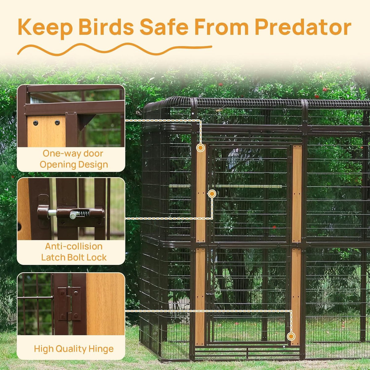 Large Bird Cage for Parakeets Outdoor Bird Aviary Parrot Cage with Perch, Walk-in Heavy Duty