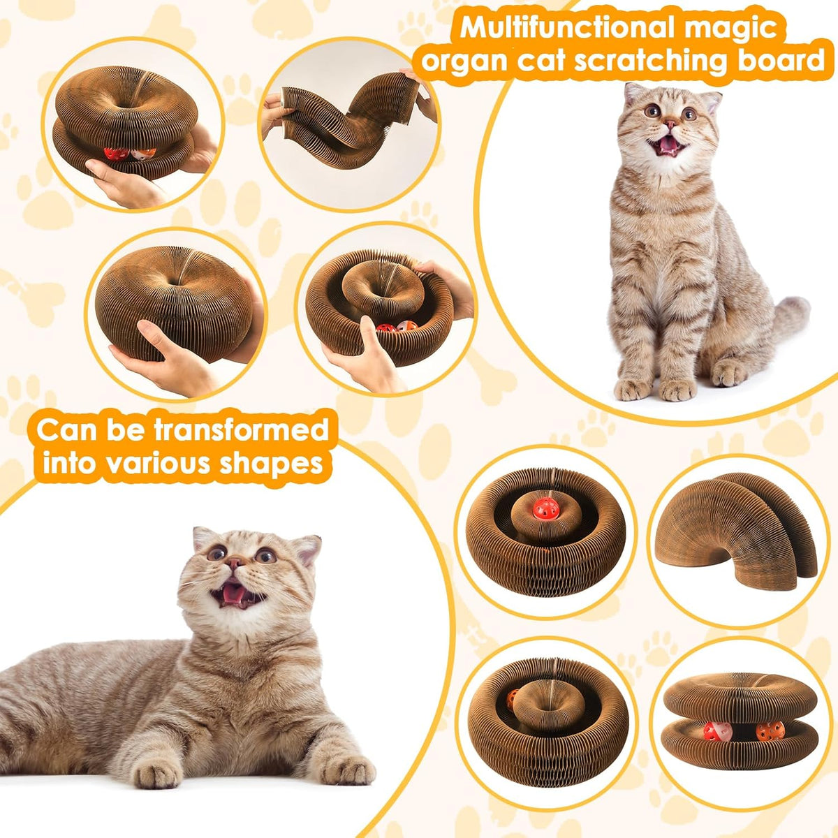 2 Pack Magic Organ Cat Toy Foldable Magic Organ Cat Scratching Board Reversible Infinity Style